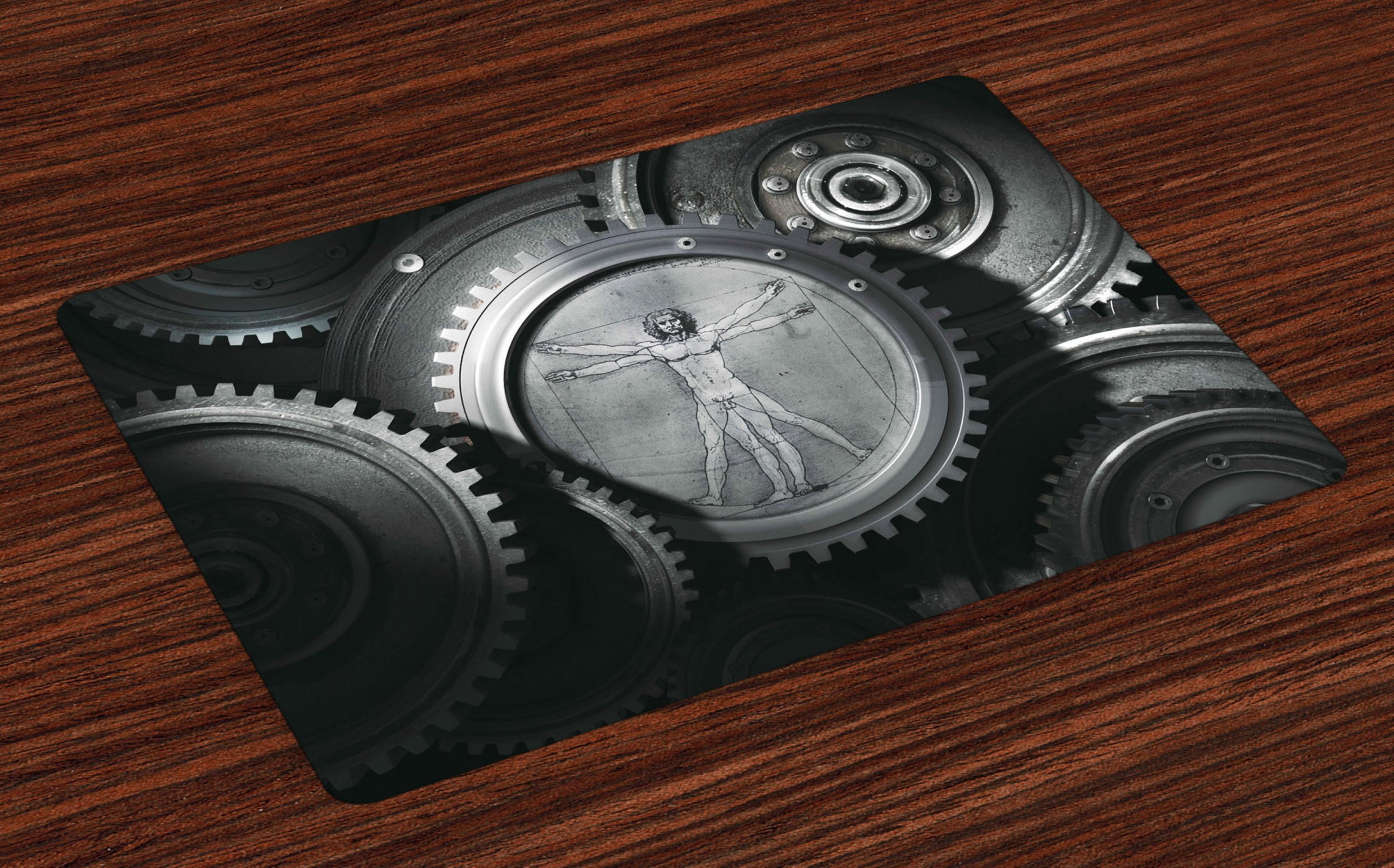 Industrial Placemats Set of 4 Wheels of System with Medieval Old Human Body Animation Device