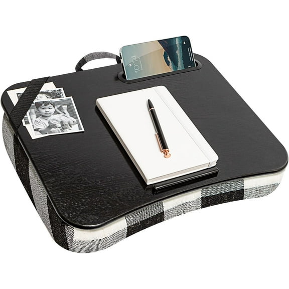 Designer Lap Desk with Phone Holder and Device Ledge - Buffalo Check - Fits up to 15.6 Inch Laptops