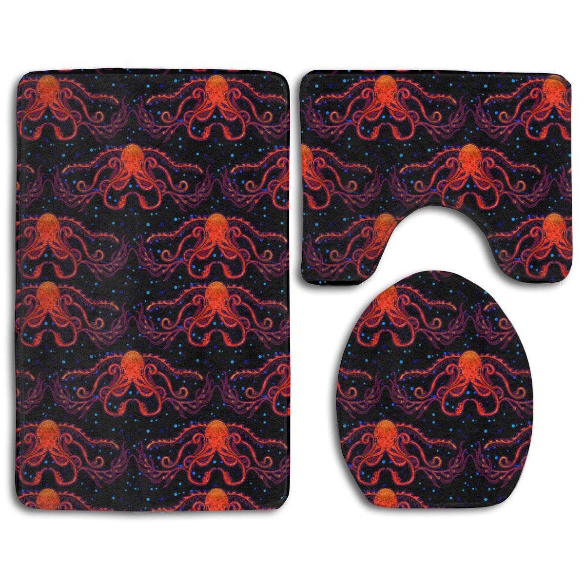 【誠実】 Octopus Pattern Bathroom Rug Mat 16X24Inch Blue Octopus Plush Was