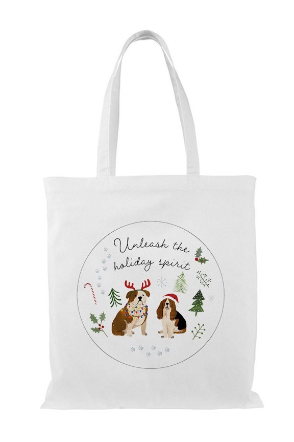 Holidogs Collection. C. Tote Bag - Victoria Barnes Designs, One Size Cotton Canvas Tote Bag