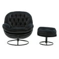 thumbnail image 5 of Velvet Swivel Accent Chair with Ottoman Set, Modern Tufted Armchair with Footrest for Living Room, Reading TV Chairs for Adults, Comfy Chaise Lounge Chairs for Bedroom, Black, 5 of 9