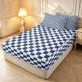 thumbnail image 2 of Manfei Contemporary Grid Zipper Twin Comforter Sets with Fitted Sheet and 2 Pillowcases,Checkered Art Zipper Bedding Set,Navy White,Navy Blue Reversible,4pcs, 2 of 8