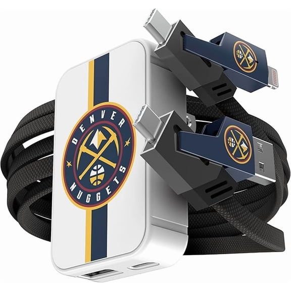 SOAR NBA Slim Wall Charger and 4 In 1 Multi Charging Cable - Denver Nuggets