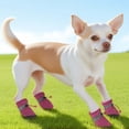 thumbnail image 6 of Unique Bargains Pack of 4 Waterproof Dog Shoes with Adjustable Straps Rose Red S, 6 of 6
