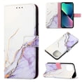 thumbnail image 1 of Funda de poliuretano con diseño de mármol para iPhone 14 Plus, color blanco y morado LS006, 1 of 5