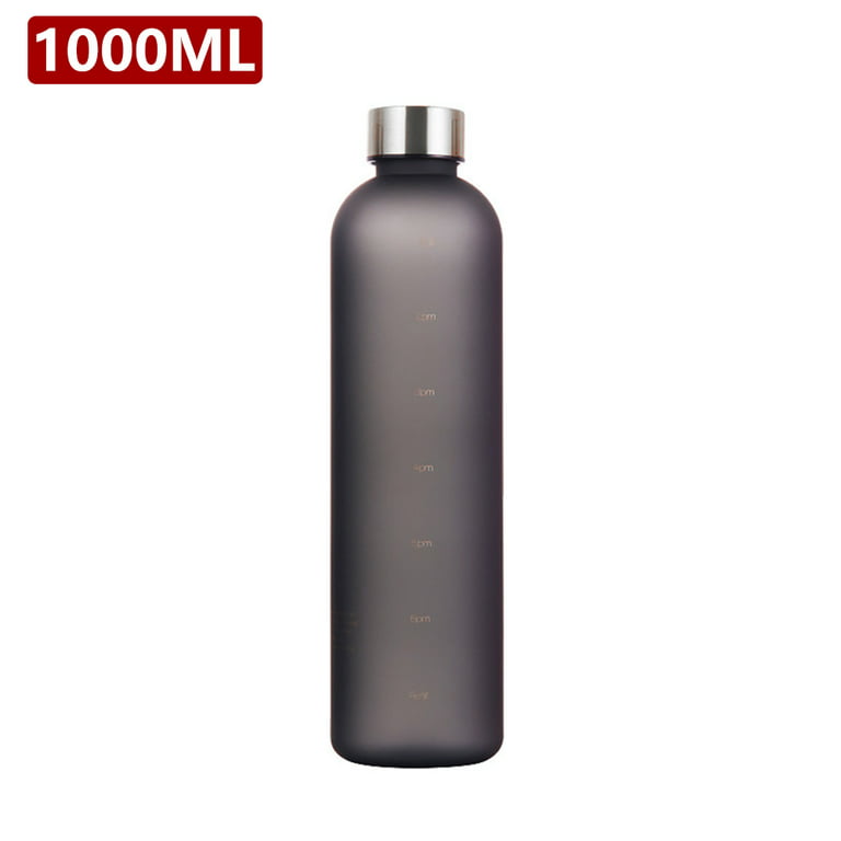 33 oz Water Bottle w/Time Marker, White, Motivational Measurements w/Time &  Volume, BPA-Free Frosted Plastic, Screw-On Lid for Gym, Sports, Travel