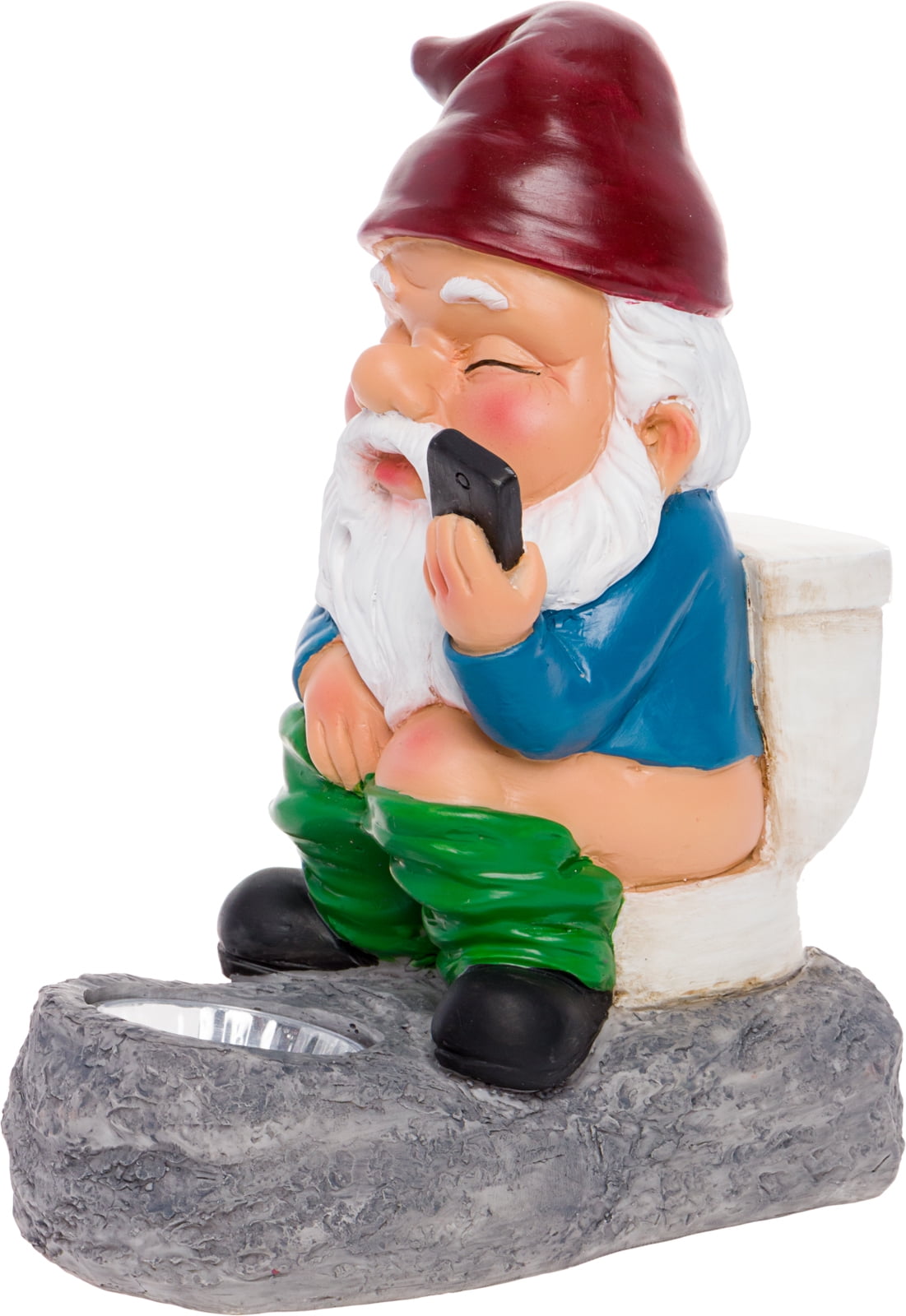 Large 18/"H Garden Gnome Sitting Holding Lantern Solar Powered Lamp Statue Cool