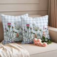 thumbnail image 2 of Spring Floral Outdoor Waterproof Pillow Covers, Blue Plaid Botanical Flowers Butterfly Decorative Square Throw Pillowcase Sofa Cushion Sham for Patio/Couch/Chair, 18"x18" 2 Pack, 2 of 8