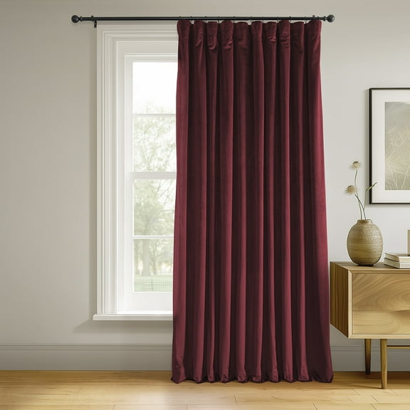 Half Price Drapes Signature Burgundy Extra Wide Velvet Blackout Curtains (1 Panel), 100W X 120L