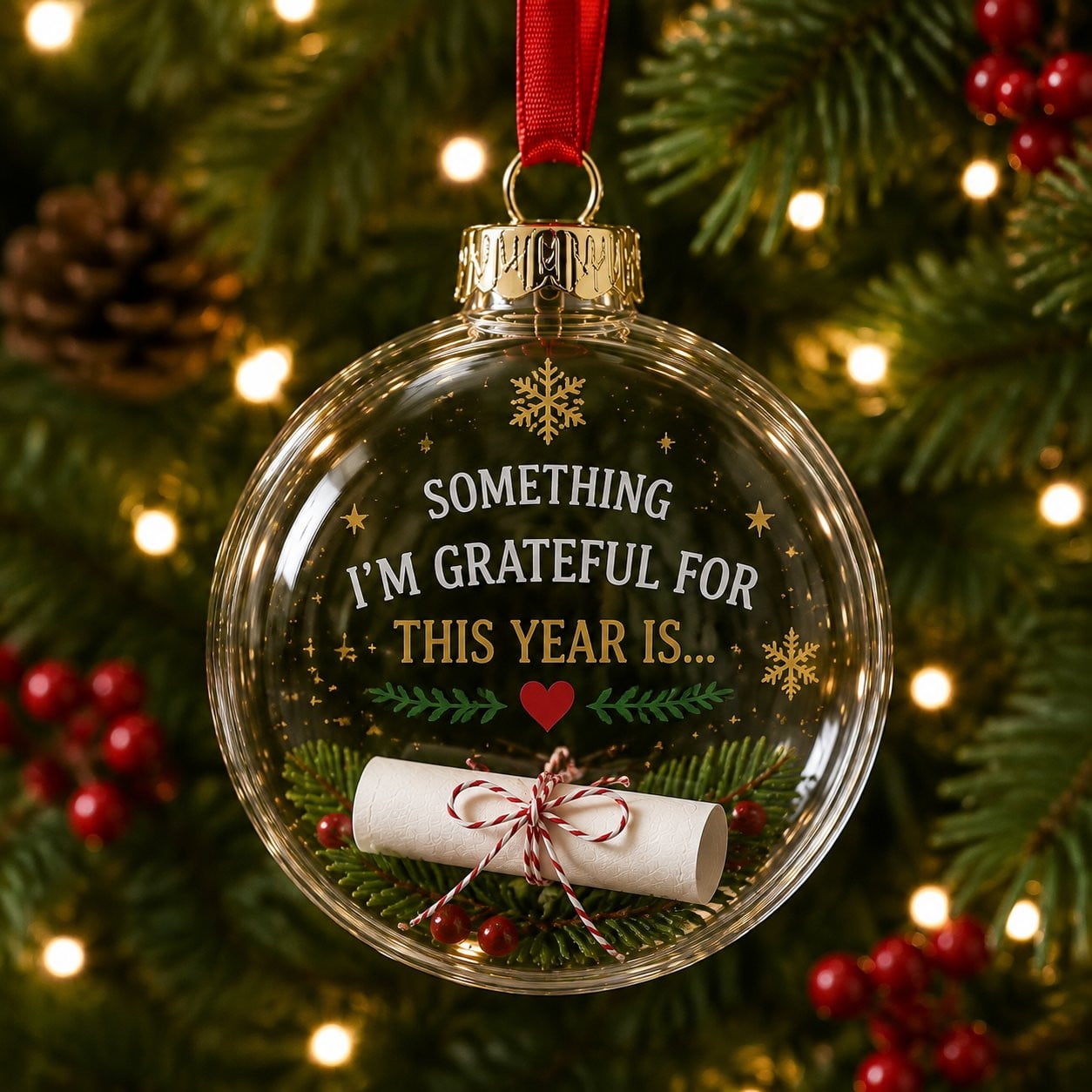 Christmas Message Keepsake Ornament with Slot for Personalized Notes Flat Pendant for Tree Holiday Display and Gift Giving Durable Plastic Meaningful Christmas Keepsake Decoration