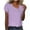 Purple, variant on Solid Color V Neck Button Petal Sleeve Short Sleeve T Shirt Top Woman