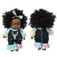 thumbnail image 4 of FastXmas Black Baby Doll for Girl, Simulation African American Black Doll with Dress, Reborn Realistic Baby Doll for Kids Aged 1 2 3 4 5, Small Silicone Black Doll Toy with Curly Hair for Birthday, 4 of 6