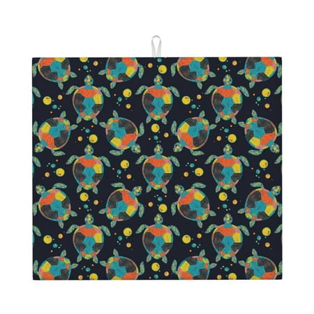 

Uemuo Colorful Turtles Pattern Dish Drying Mat 16*18 inch Absorbent Dish Drainer Kitchen Counter Large Size Dish Drying Pad for Countertops Sinks Draining Racks