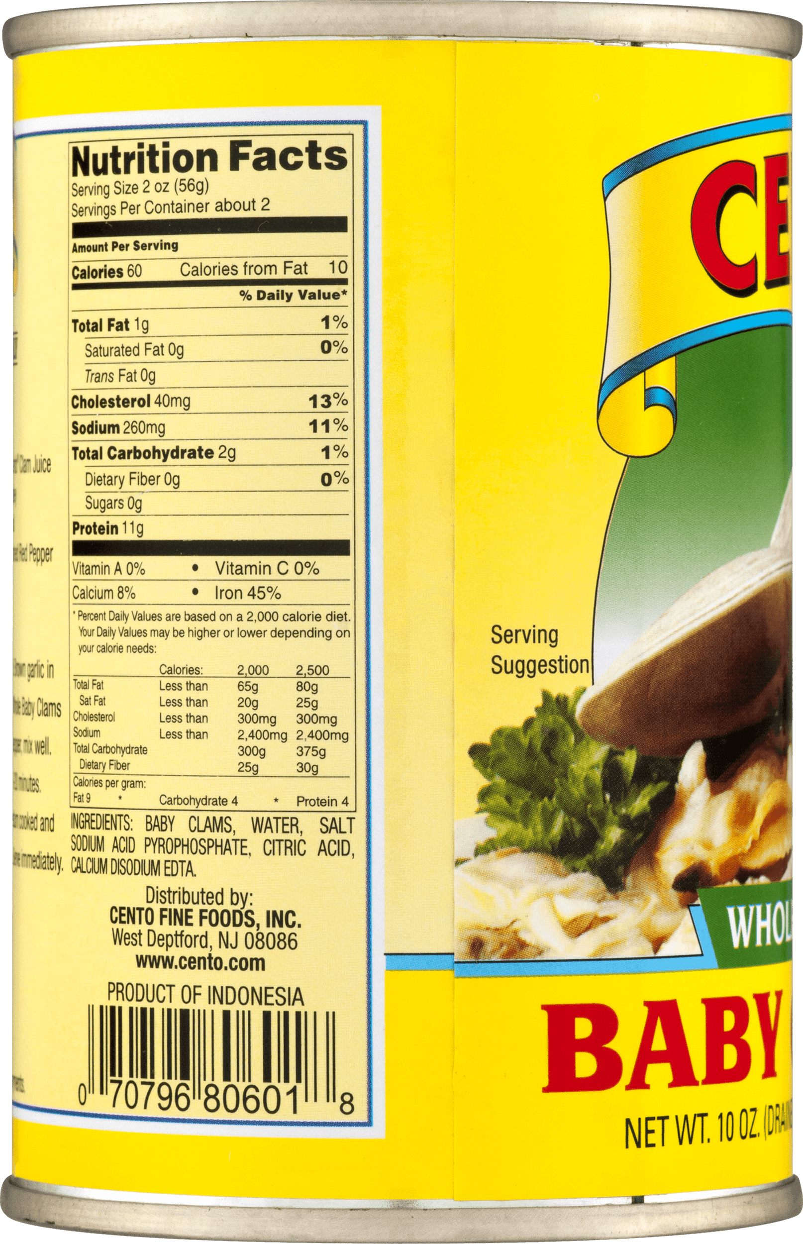 Cento Whole Shelled Baby Clams, 10 oz Can