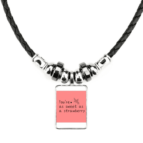 Romantic Expression Sweet Strawberry Necklace Jewelry Torque Leather Rope Pendant