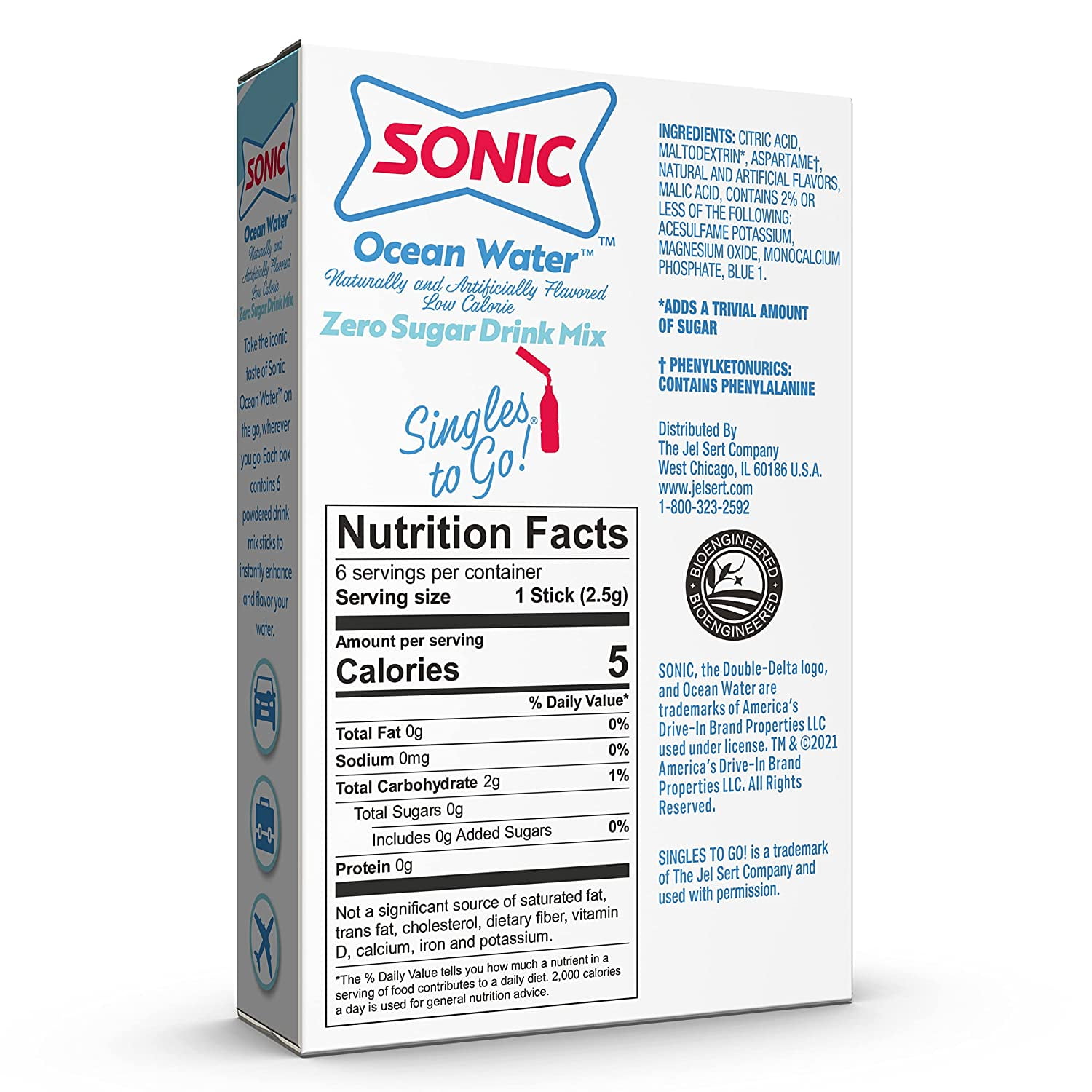 Sonic Ocean Water SINGLES TO GO Powdered Drink Mix, Quantity of 12 Boxes