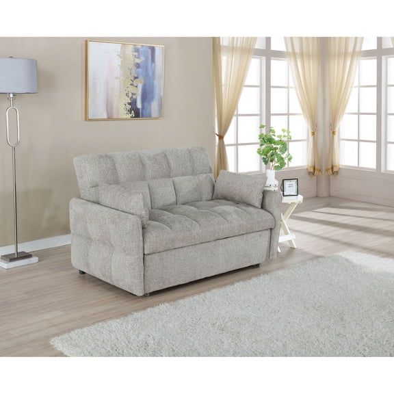 Miekor Furniture Alvara Light Grey Tufted Cushion Pull-out Sleeper Sofa Bed MK5283