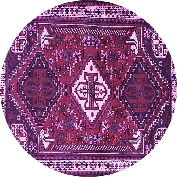 Ahgly Company Indoor Round Persian Purple Traditional Area Rugs, 7' Round
