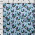 thumbnail image 3 of oneOone Cotton Poplin Turquoise Blue Fabric Birds Rooster Dress Material Fabric Print Fabric By The Yard 42 Inch Wide, 3 of 4