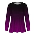 thumbnail image 3 of aidice Tops for Women Casual Round Neck Long Sleeve Ruched Shirts Comfy Fitting Gradient Color Tunic Tops, 3 of 4