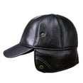 thumbnail image 3 of Hat Leather 100% Genuine Middle-aged And Man Winter Warm Earmuffs Thickening Baseball Cap Sheepskin Wool Man Winter Hats ,Unique Design, 3 of 5