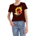 thumbnail image 2 of NAMTYQX Cute Tops for Women Loose Fitting Oversized Patterned Scoop Neck Classic Muster Light Soft Short Sleeve Tshirts Shirts for Women Wine Size XL, 2 of 5