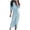 Light blue, variant on AOOCHASLIY Summer Womens Dresses Fashion Women's Sexy Summer Casual Full Sleeve Solid Button Fork Opening Dress