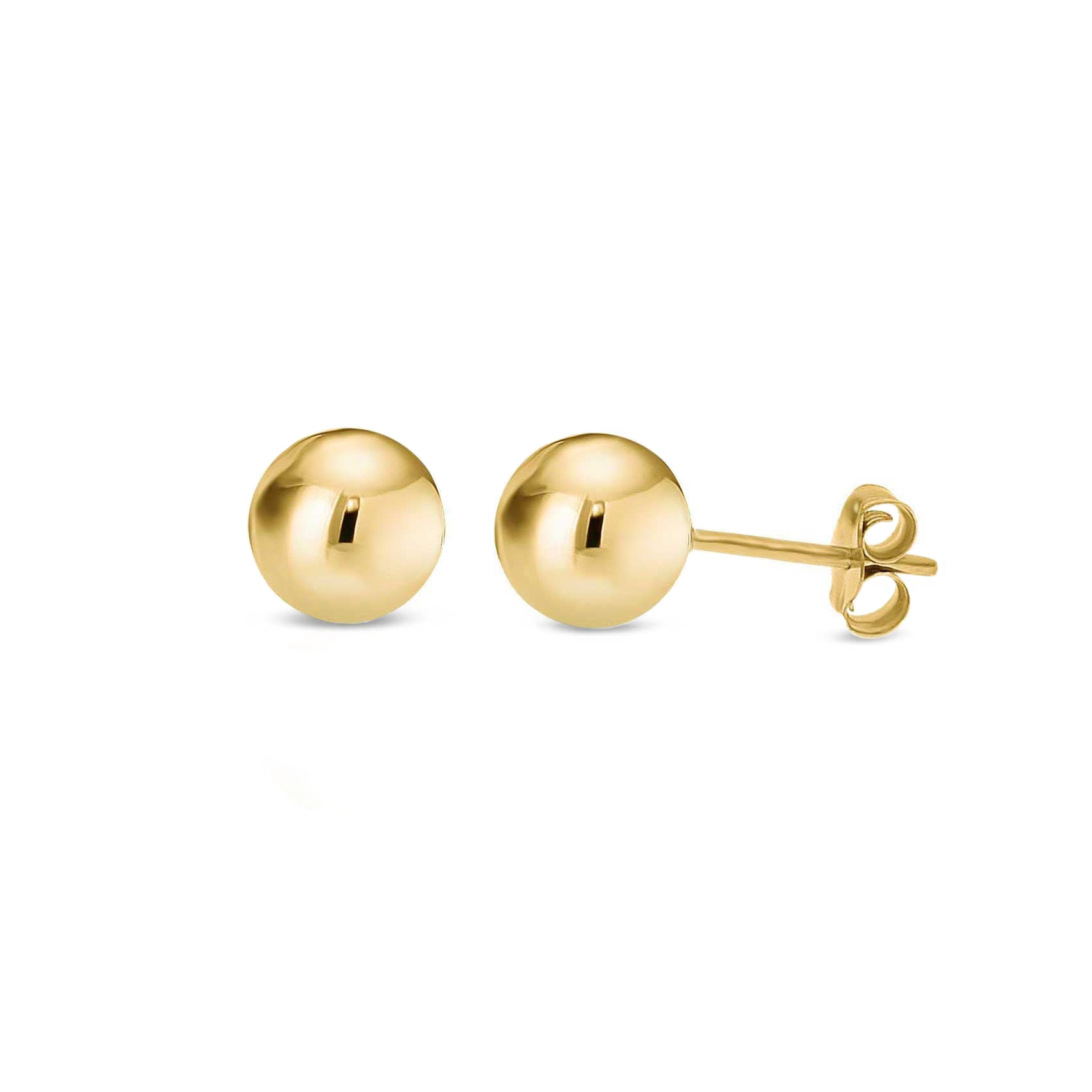14K Solid Yellow Gold Ball Stud Ladys Children PUSH Back Earrings Sizes:2-14mm 