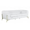 thumbnail image 3 of 93" White and Gold Genuine Tufted Leather Standard Sofa, 3 of 5