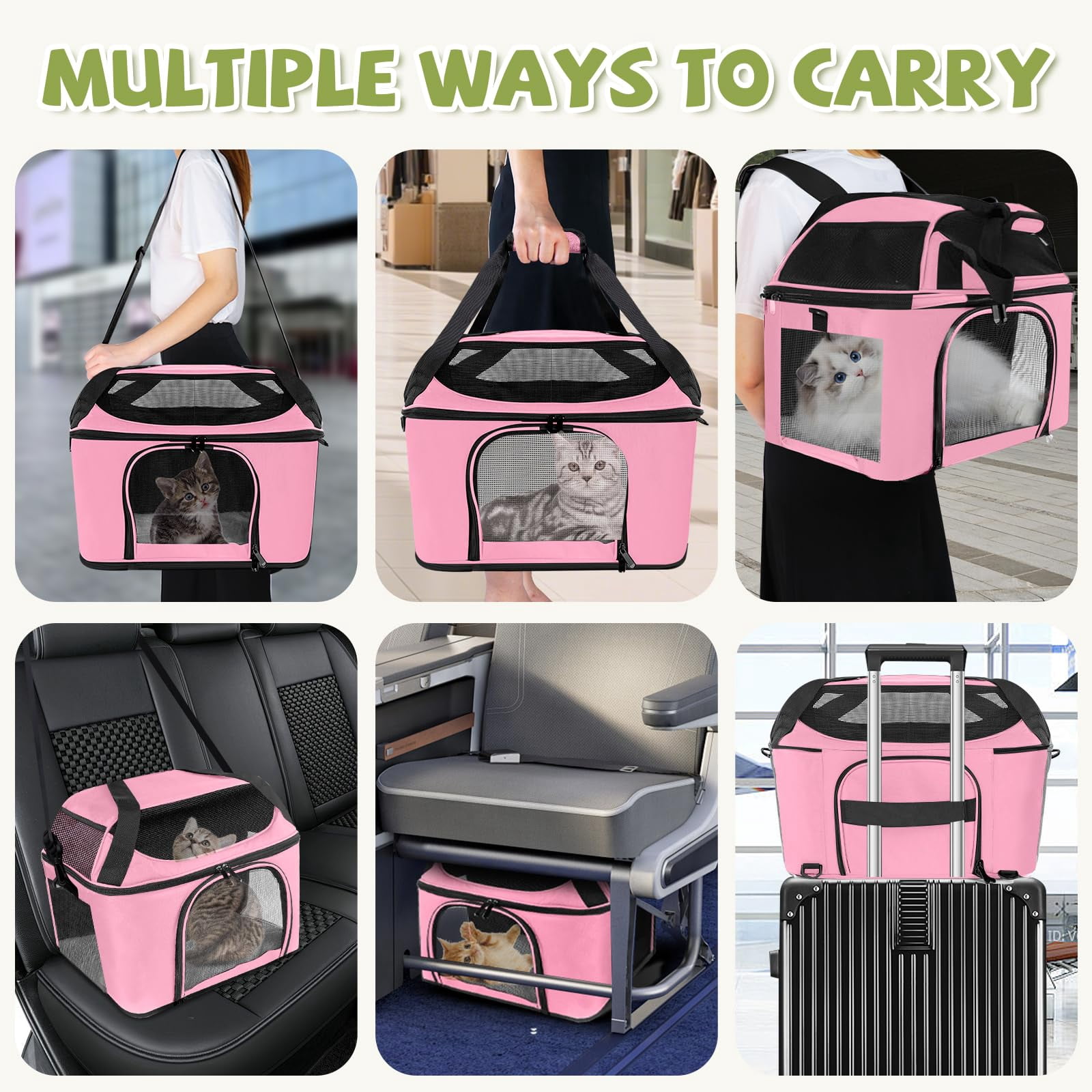 Premium Cat Carrier for Pets Up to 20 Lbs, Cat Travel Bag Soft-Sided Backpack Pet Carriers with Padded Shoulder Strap, Dog Carrier for Small Dogs Puppy Carry Airline Approved