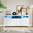 thumbnail image 3 of TV Stand with 10 Fabric Drawers for 65 70 75 Inches TV, 63" W Entertainment Center TV Console Table with LED Lights & Power Outlets & Open Storage Shelves, 3 of 8