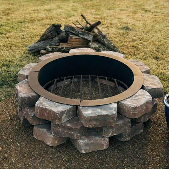 Round Fire Pit Grate with 4 Legs for Outdoor Campfire Grill Cooking, 19 Inch