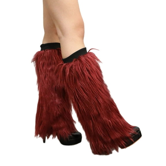 Fuzzy Plush Leg Warmers for Women Multipurpose Furry Boot Toppers Cuffs Elastic Leg Gaiters Stockings for Cold Weather