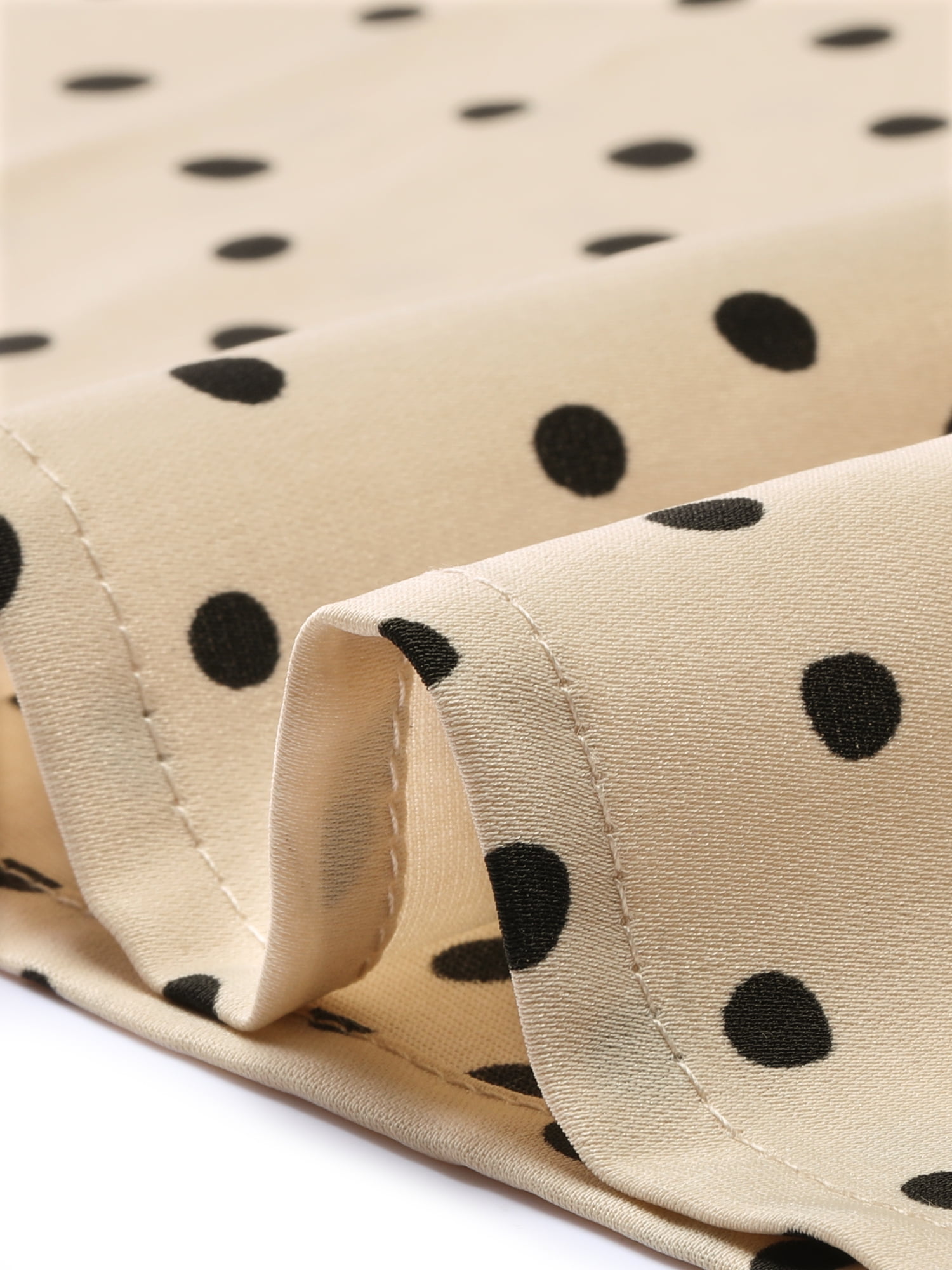 DARING DIVA Women's Plus Size Polka Dots V Neck Tie Neck Sleeveless Blouses 1X Light Khaki