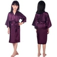 thumbnail image 4 of KYAIGUO Kids Youth Girls Silky Satin Robes Baby Youth Summer Bathrobe Toddler Solid Color Medium Length Night-Robe Loungewear,Sizes 2-14Y, 4 of 9