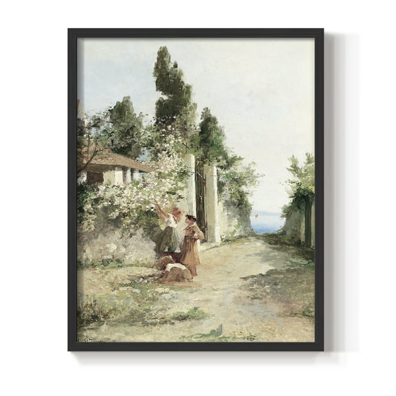 Vintage Floral Print CLV - 10in. x 8in. Vintage Framed Print in Black Wood Frame