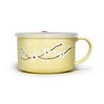 thumbnail image 2 of GinkgoHome Microwavable Ceramic Noodle Bowl with Handle and Seal Fine Porcelain Sakura Snow Flake Floral Design (LemonYellow), 2 of 4