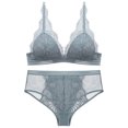 thumbnail image 1 of Conjunto de sujetador de mujer con copas de conejo, lencería sexy, sin aros, de encaje fino y francés, 1 of 5