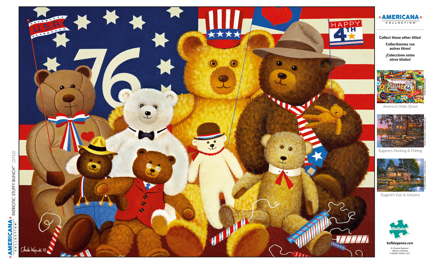 Buffalo Games Americana Collection Patriotic Stuffy Bunch 500 Pieces Jigsaw Puzzle