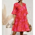 thumbnail image 2 of Vestido de manga plisada vestido casual de poliéster transpirable lavable para mujer para fiesta de playa de verano LYUMO Ropa Deportiva y de Atletismo, 2 of 6