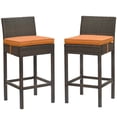 thumbnail image 1 of Modway Tabouret de Bar Extérieur en Rotin avec Conduit Marron et Orange (Lot de 2), 1 of 4