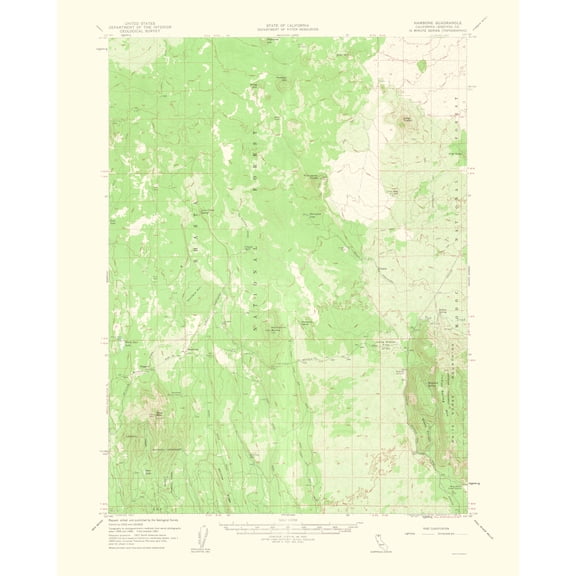 Topographical Map - Hambone California Quad - USGS 1963 - Vintage Wall Art