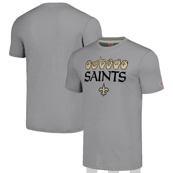 Unisex Homage Grey New Orleans Saints The NFL ASL Collection by Love Sign American Sign Language T-Shirt