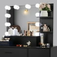 thumbnail image 4 of IVV Vanity Set with Lighted Mirror and Stool, 35.43"W Makeup Dressing Table with 10 LED Bulbs, 1 Drawer, 1-Door Cabinet & 3 Storage Shelves, Black, 4 of 9