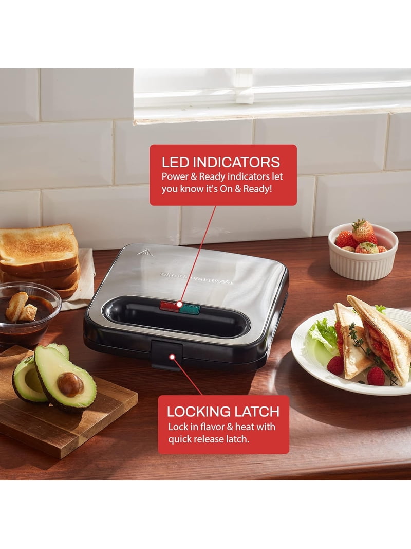 Elite Cuisine ESM5702 Sandwich Maker, Stainless-Steel Black