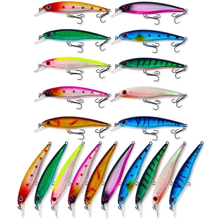 HENGJIA Minnow Fishing Lures 20Pcs Crankbaits Set Fishing Hard Baits Swimbaits Boat Topwater Lures for Trout Bass Perch Fishing
