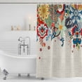 thumbnail image 2 of Polyester Fabric Boho Flowers Shower Curtain, Abstract Ethnic Vintage Bohemian Floral Waterproof Bathtub Curtain Bathroom Decor Set with Hooks 72 x 84 Inches, 2 of 6