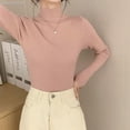 thumbnail image 1 of ﹍Cuello medio alto con una camisa de fondo negro para mujer suéter de todo fósforo de otoño e invierno para mujer 2021 nuevas blusas de manga larga moda extranjerapangjing, 1 of 4