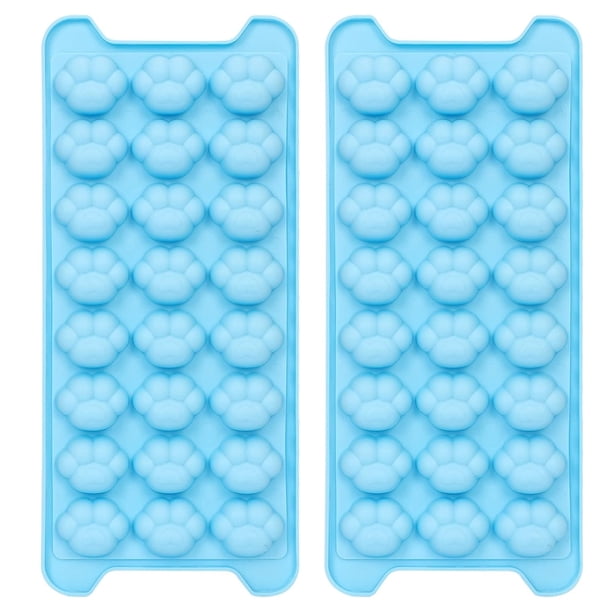 Paquete de 2 bandejas de hielo de silicona con forma de pata de gato con tapa extraíble, moldes flexibles de cubitos de hielo de fácil liberación para congelador