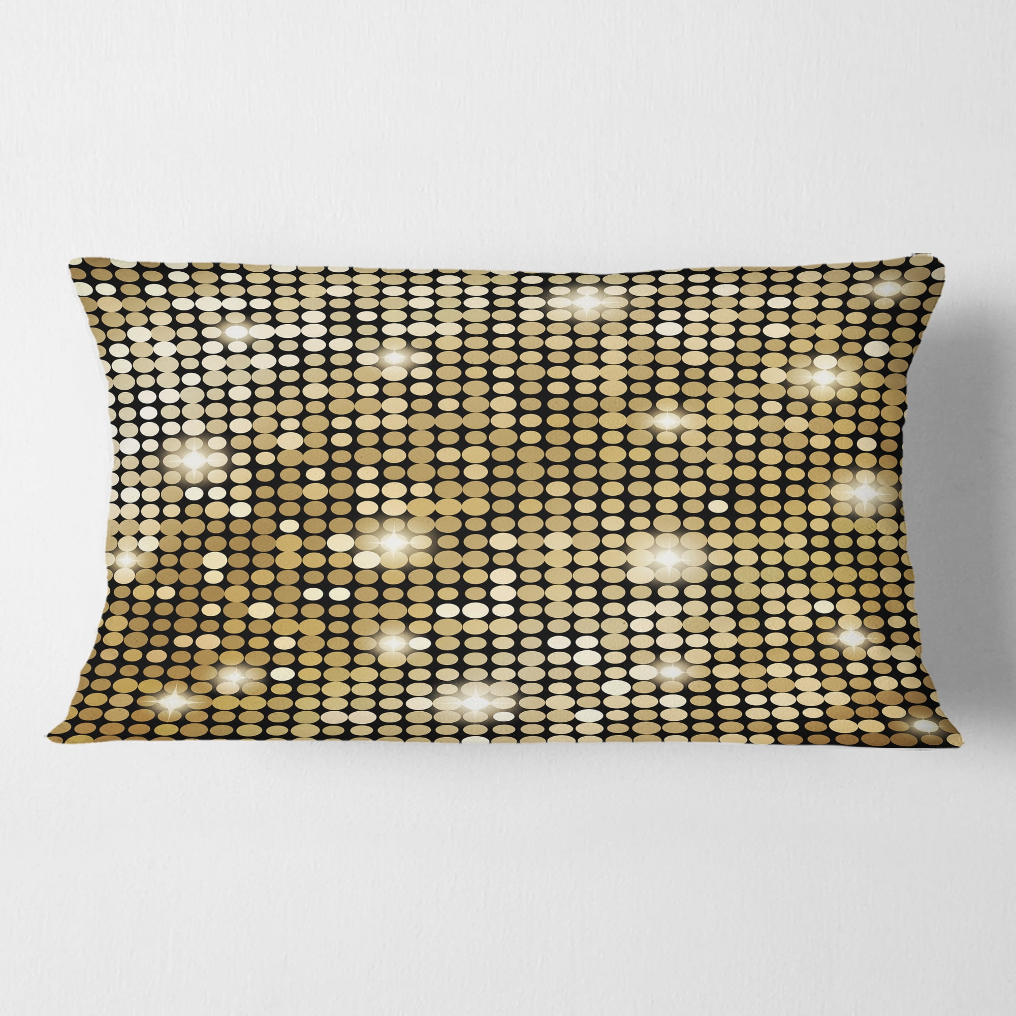Designart Abstract Gold Mosaic' Mid-Century Modern Throw Pillow - 12x20